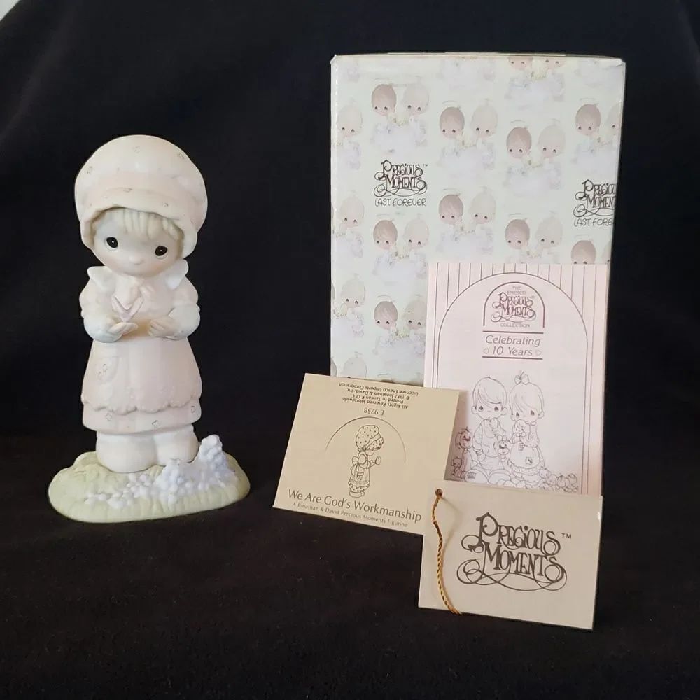 Vtg 1982 Precious Moments “We Are God's Workmanship” Porcelain Figurine E-9258